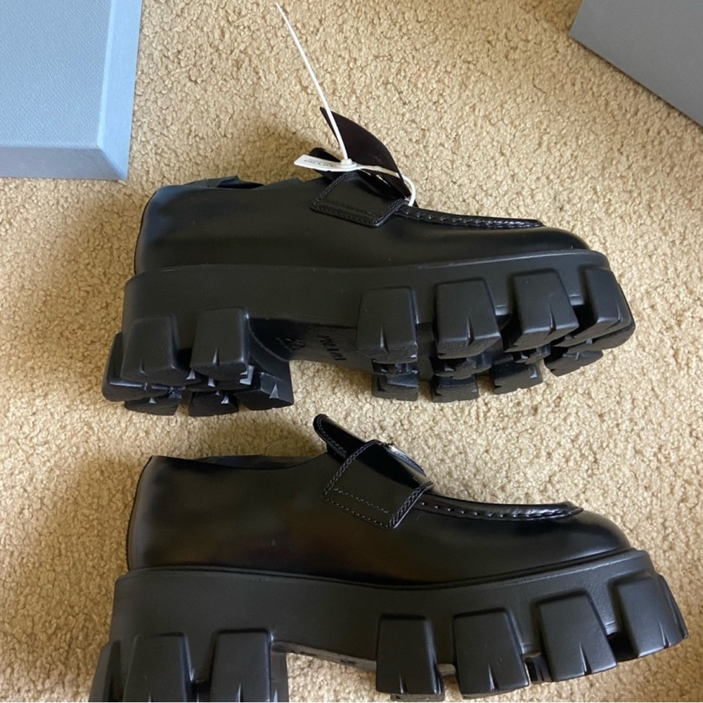 Prada Black Chunky Leather Loafers - Picture 11 of 11